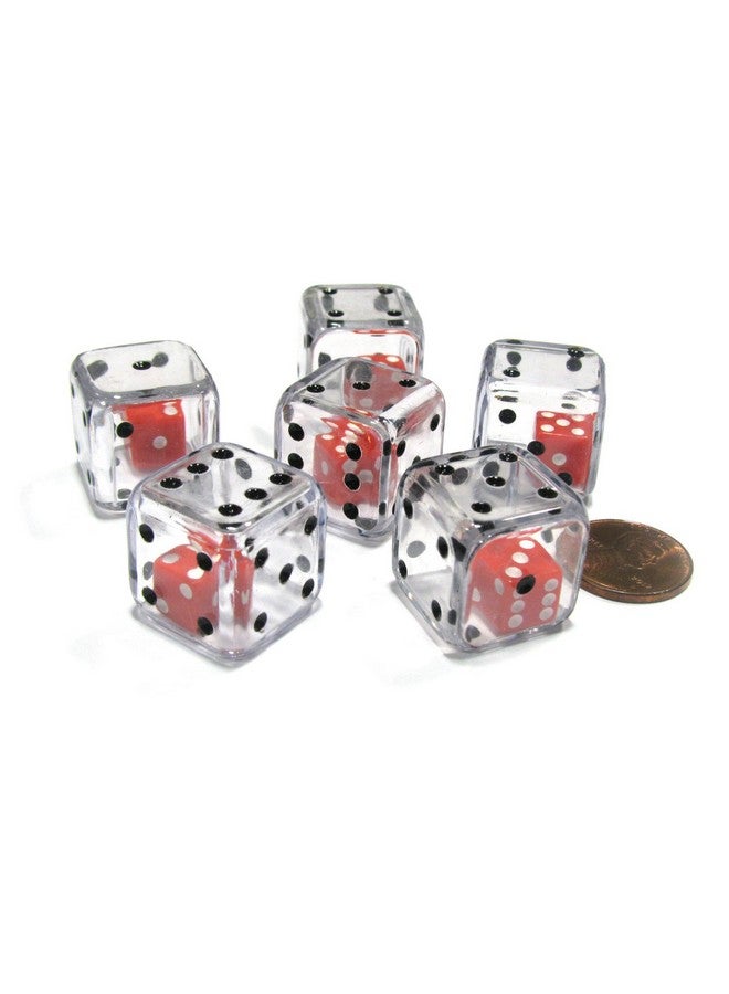 Koplow Games Set Of 6 D6 19Mm Double Dice 2In1 Dice Red Inside Clear Die By Koplow Games - Image 1