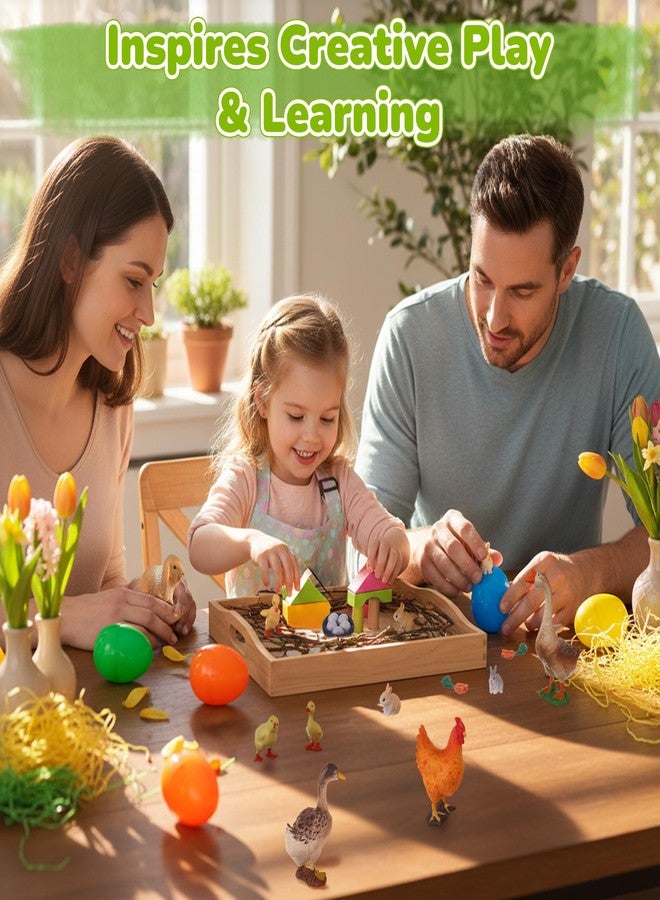 HOMNIVE 12 PCS Small Animal Figures Set for Easter - Bunny, Chick, Ducks and Goose Toy Collection - Easter Egg Fillers, Basket Stuffers, Cake Topper & Educational School Prize Toys for Kids - Image 4