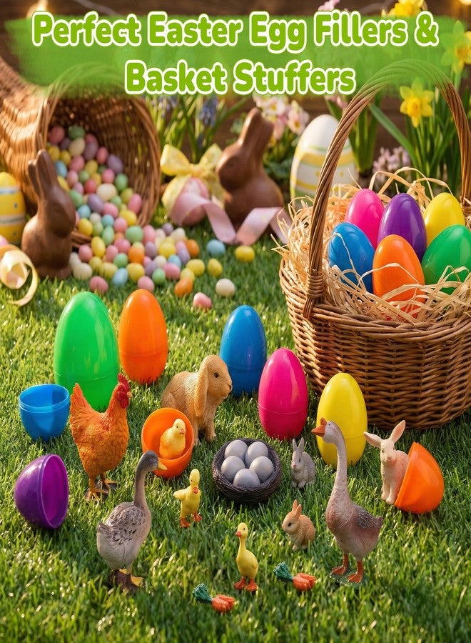 HOMNIVE 12 PCS Small Animal Figures Set for Easter - Bunny, Chick, Ducks and Goose Toy Collection - Easter Egg Fillers, Basket Stuffers, Cake Topper & Educational School Prize Toys for Kids - Image 2