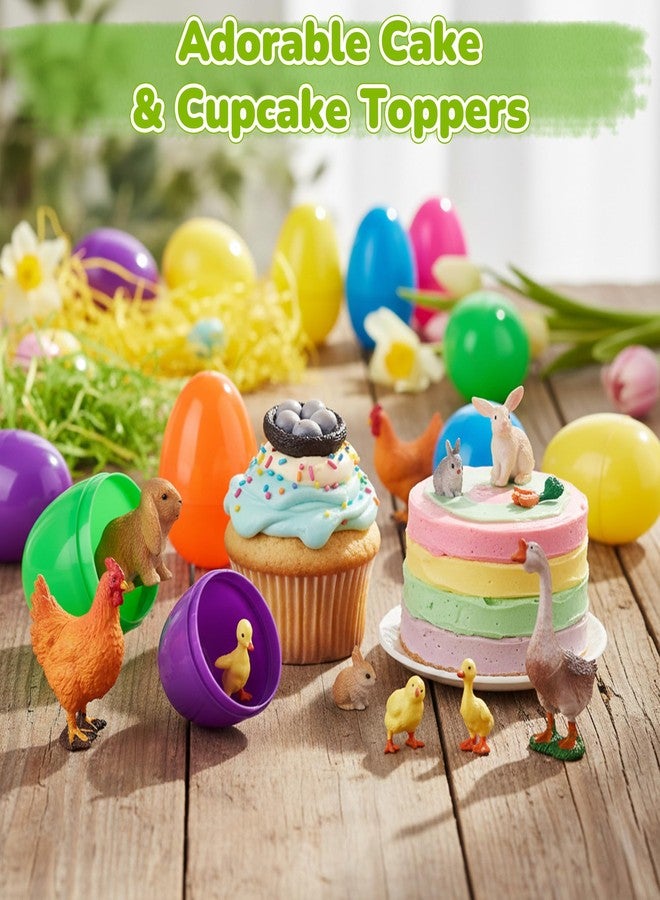HOMNIVE 12 PCS Small Animal Figures Set for Easter - Bunny, Chick, Ducks and Goose Toy Collection - Easter Egg Fillers, Basket Stuffers, Cake Topper & Educational School Prize Toys for Kids - Image 3