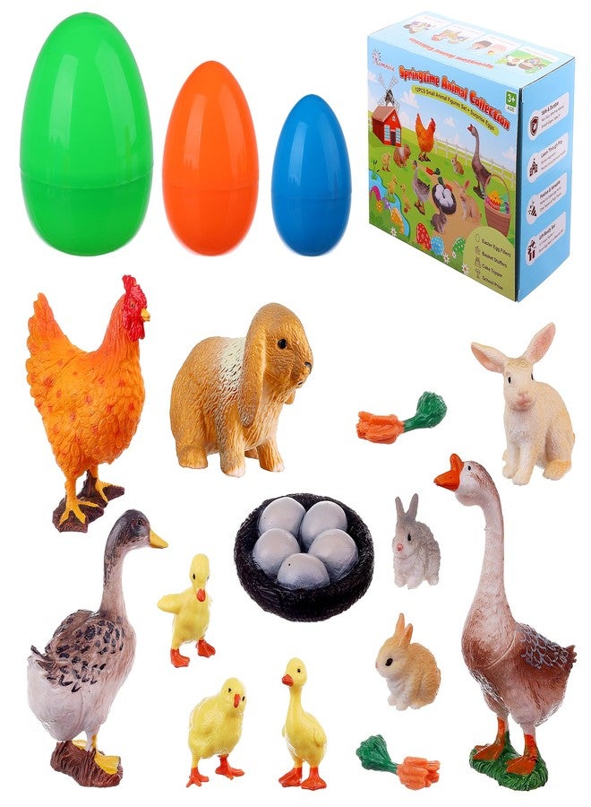 HOMNIVE 12 PCS Small Animal Figures Set for Easter - Bunny, Chick, Ducks and Goose Toy Collection - Easter Egg Fillers, Basket Stuffers, Cake Topper & Educational School Prize Toys for Kids - Image 1