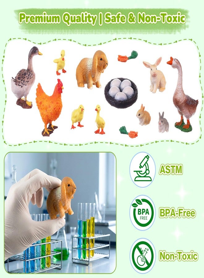 HOMNIVE 12 PCS Small Animal Figures Set for Easter - Bunny, Chick, Ducks and Goose Toy Collection - Easter Egg Fillers, Basket Stuffers, Cake Topper & Educational School Prize Toys for Kids - Image 5