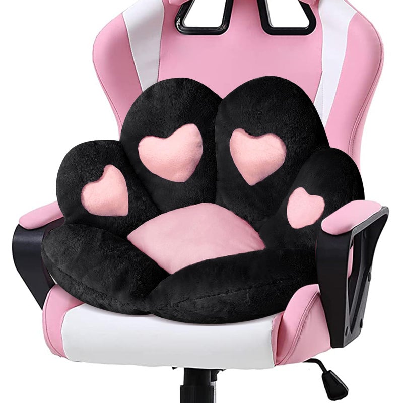 Ditucu Cat Paw Cushion Kawaii Chair Cushions 314 x 275 inch Cute Stuff HeartShaped Seat Pad Comfy Lazy Sofa Office Floor Pillow for Gaming Chairs Room Decor Black
