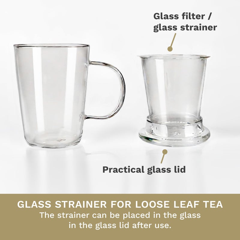 Creano Tea Glass 400 ml â€“ Large Tea Cup with Strainer and Glass Lid â€“ An ideal Tea Maker - Image 3