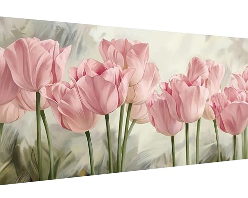 YALKIN Square 5D Diamond Painting Kits for Adults Large Tulip Flowers Diamond Art Kits Full Drill Diamond Painting Kit for Adult Beginners DIY Picture Art for Home Wall Decor 40x70CM158x276in - Image 1