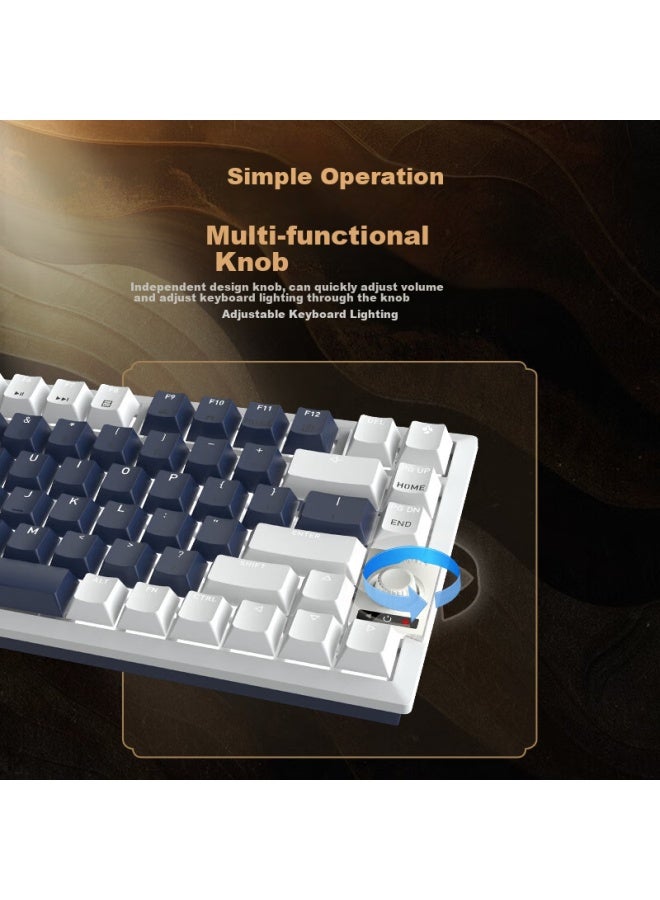 Cherry Kw300mx Tkl Mechanical Keyboard 81 Keys Newvintage Wireless Hot-swappable Compatible With Macmini Gaming Office Home Use Pink/blue Silent Red Switches - Image 2