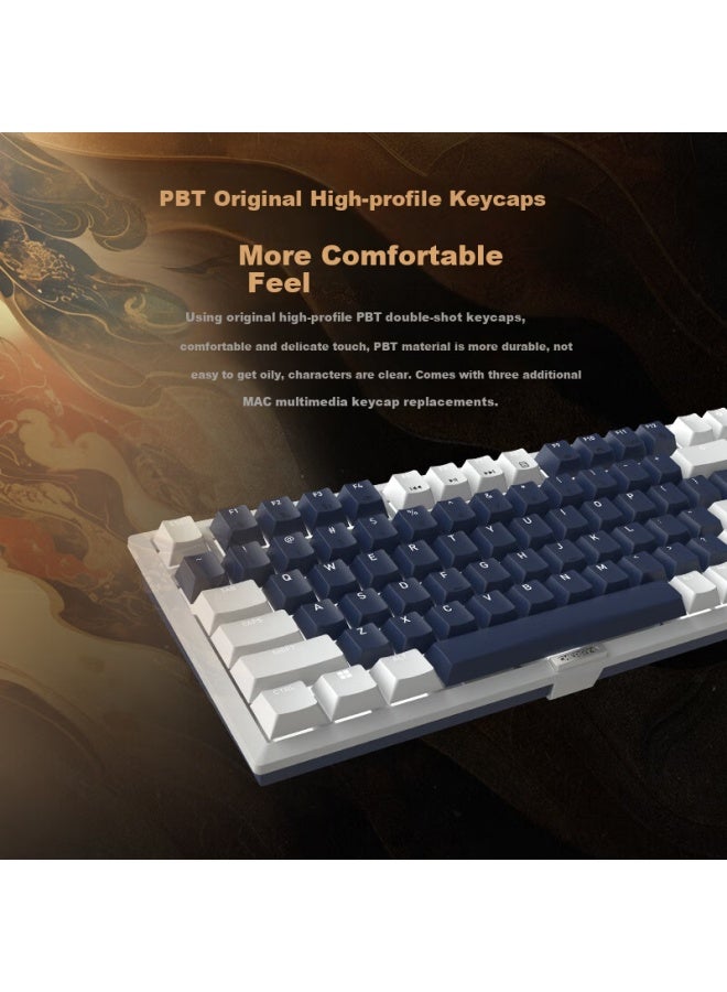 Cherry Kw300mx Tkl Mechanical Keyboard 81 Keys Newvintage Wireless Hot-swappable Compatible With Macmini Gaming Office Home Use Pink/blue Silent Red Switches - Image 3
