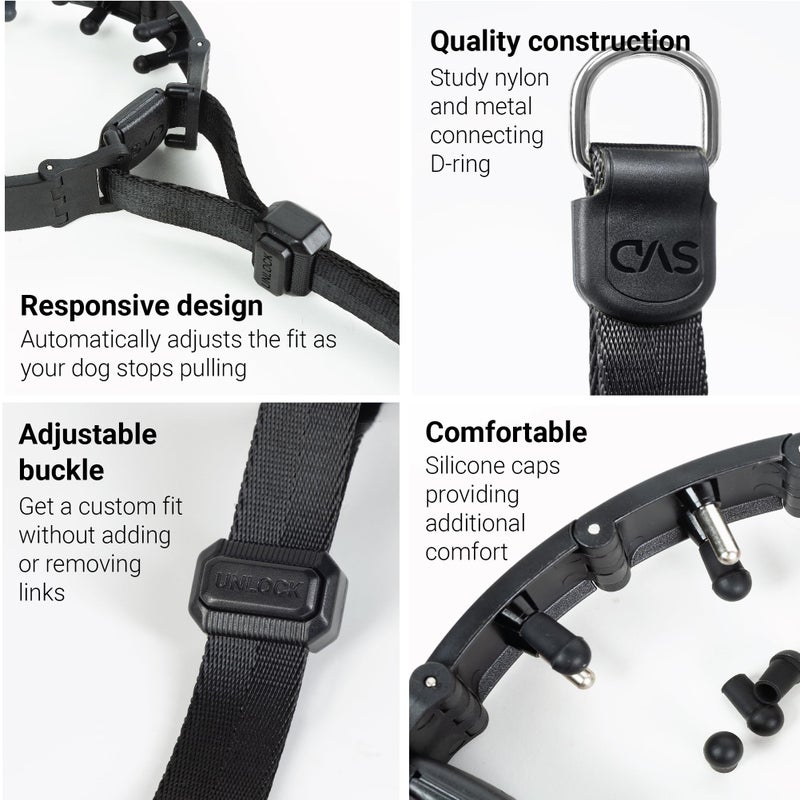 SVD.PET Dog Prong Collar for No-Pull Training, Quick-Release Buckle Adjustable Pinch Collar for Smal, Medium, Large Dogs (Balck, Medium Size) - Image 2