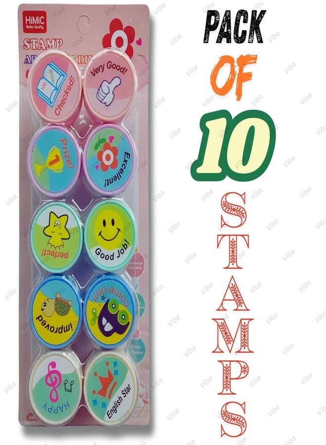 VIBA® Stamps for Kids (Pack of 10), Creative Craft Birthday Return Gift Educational Set, Inspirational, Self-Inking, Inspirational Stamp for Kids, Unisex Crafting Fun - Image 2
