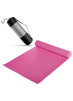 Generic PVC Yoga Exercise Mat With Carrying Bag 6MM Thick x173cm Lx61cm W, Pink  - Image 1