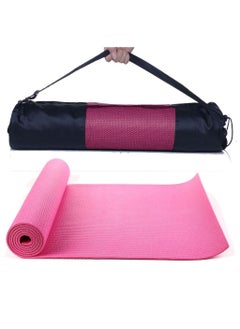 Generic PVC Yoga Exercise Mat With Carrying Bag 6MM Thick x173cm Lx61cm W, Pink  - Image 2