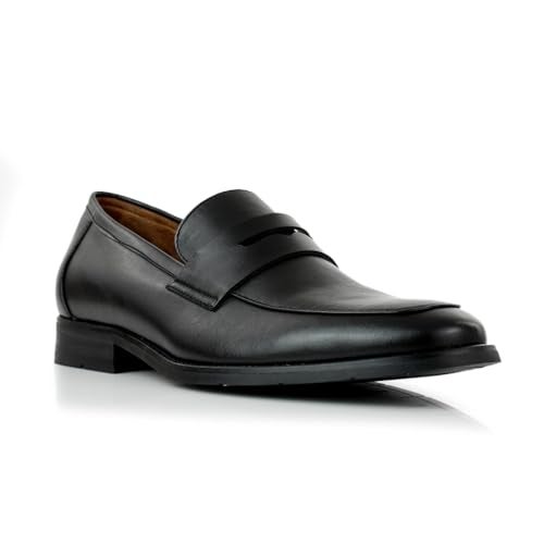 Ferro Aldo Mateo Men's Modern Penny Loafer | Sleek Slip-on Dress Shoe for Business, Formal & Smart Casual Wear | MFA19707 | in Black, Size 8 - Image 1