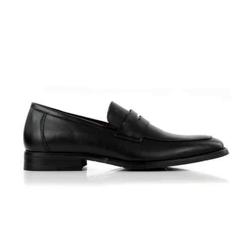 Ferro Aldo Mateo Men's Modern Penny Loafer | Sleek Slip-on Dress Shoe for Business, Formal & Smart Casual Wear | MFA19707 | in Black, Size 8 - Image 2