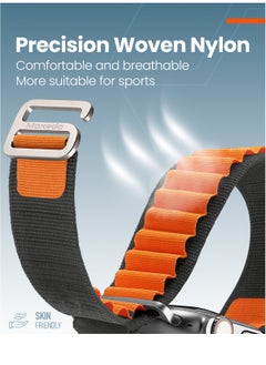 Moxedo Moxedo Alpine Loop Watch Band Adjustable Sports Nylon Woven with Titanium G-Hook Strap Compatible with Apple Watch Band Series 8,7,6,5,4,3,2,1,SE Ultra design for 44mm,45mm,49mm (Black Orange)  - Image 2