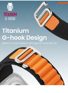 Moxedo Moxedo Alpine Loop Watch Band Adjustable Sports Nylon Woven with Titanium G-Hook Strap Compatible with Apple Watch Band Series 8,7,6,5,4,3,2,1,SE Ultra design for 44mm,45mm,49mm (Black Orange)  - Image 3