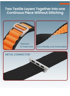 Moxedo Moxedo Alpine Loop Watch Band Adjustable Sports Nylon Woven with Titanium G-Hook Strap Compatible with Apple Watch Band Series 8,7,6,5,4,3,2,1,SE Ultra design for 44mm,45mm,49mm (Black Orange)  - Image 4