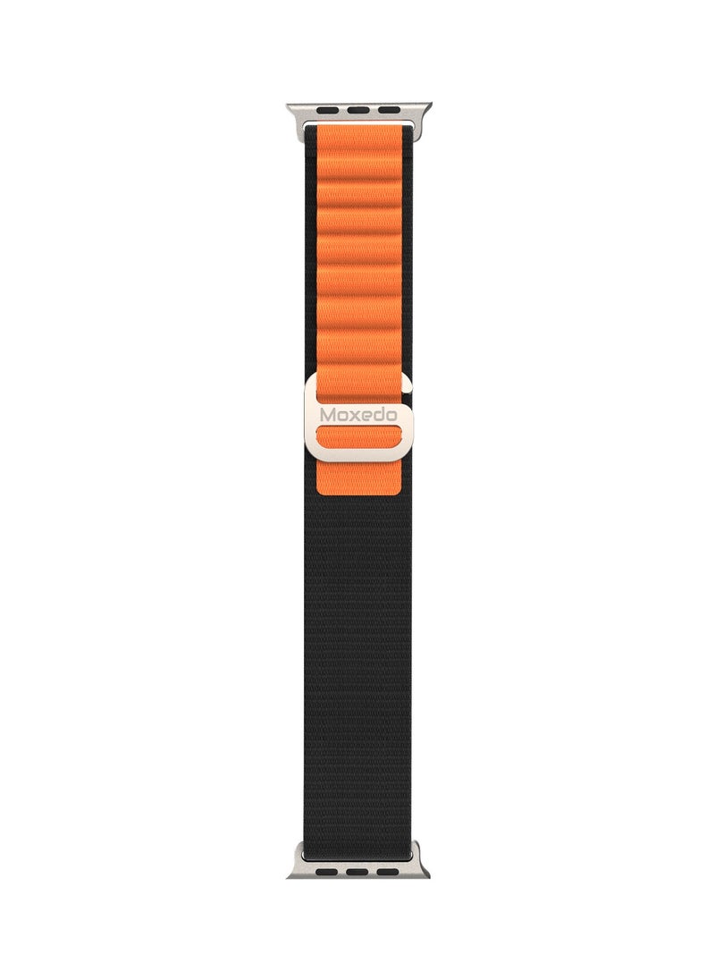 Moxedo Moxedo Alpine Loop Watch Band Adjustable Sports Nylon Woven with Titanium G-Hook Strap Compatible with Apple Watch Band Series 8,7,6,5,4,3,2,1,SE Ultra design for 44mm,45mm,49mm (Black Orange)  - Image 1