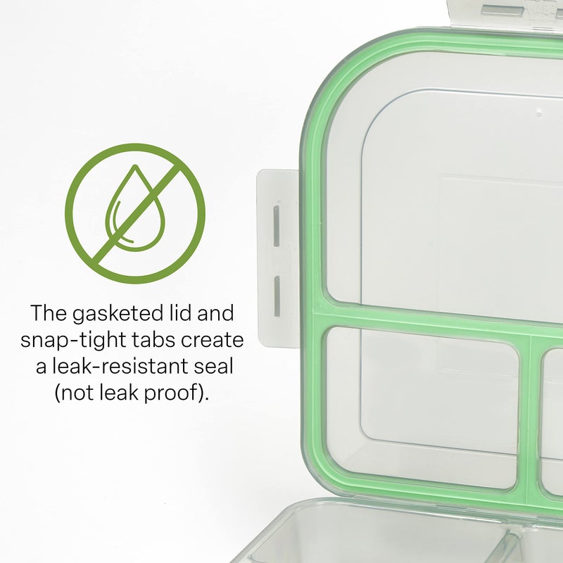 MyGo Container Large To-Go 3-Compartment Food Container, 9.4" X 9.4" X 2.5", Reusable, Microwave Safe, NSF Certified, Smoke/Green - Image 5