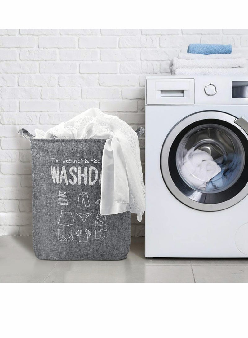 75L Collapsible Laundry Basket, Waterproof With Handles, Large Capacity Quilt Clothes Storage Bag, Dirty Basket For Bedroom(Grey) - Image 4