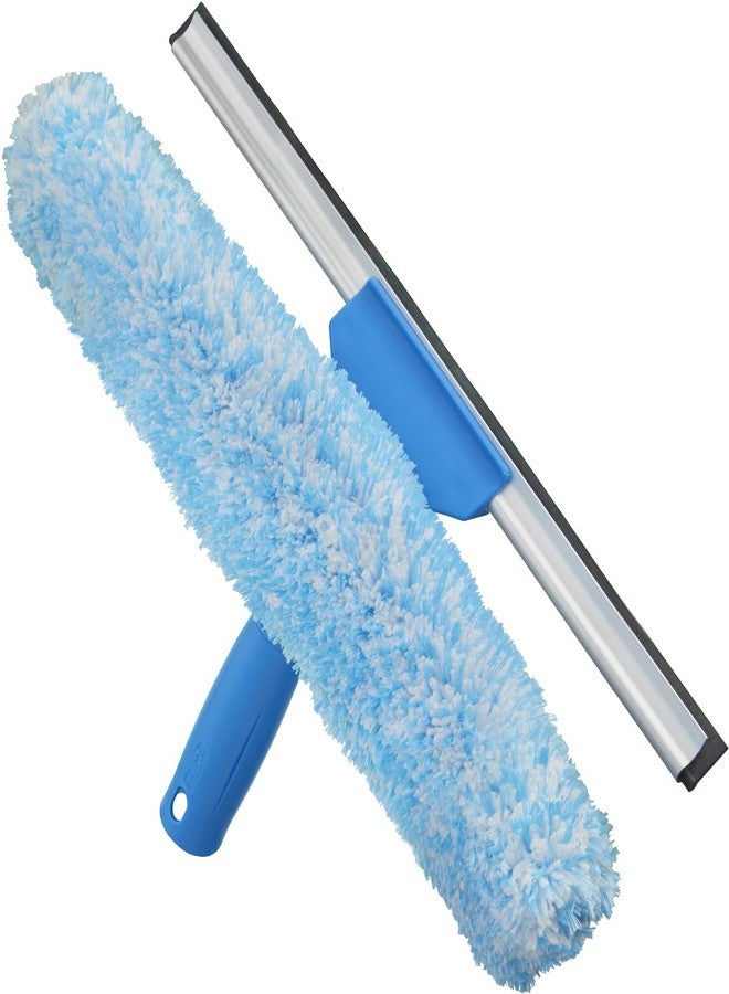 Unger Professional 2-in-1 Squeegee and Scrubber, 14” Window Cleaning Tool with Streak-Free Results, Commercial and Residential Use, Microfiber Sleeve to Clean without Scratching - Image 1