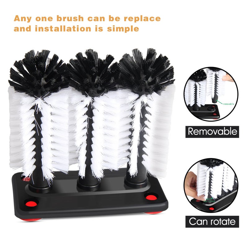 Feeke Glass Washer Brush Cleaner - 3 Brushes per Base - Image 3