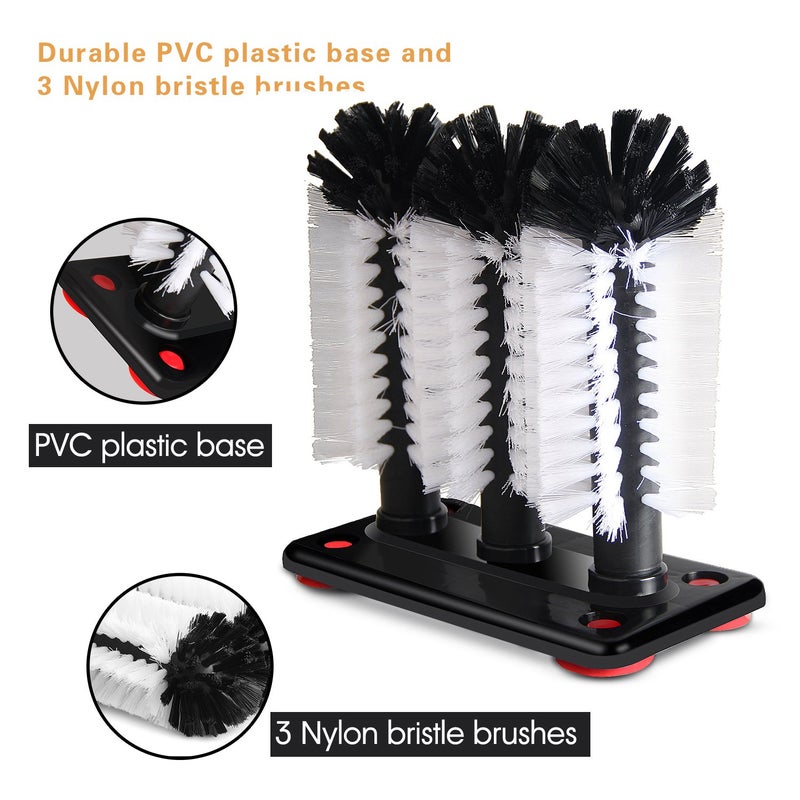 Feeke Glass Washer Brush Cleaner - 3 Brushes per Base - Image 2