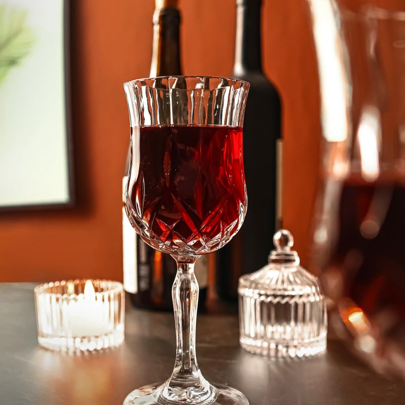 HAKEEMI Wine Glasses Set of 12, 7 oz Elegant Goblets with Vintage Cut Design, Durable Glassware for Red & White Wine, Perfect for Parties, Weddings and Home (12 PCS) - Image 4