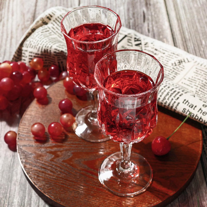 HAKEEMI Wine Glasses Set of 12, 7 oz Elegant Goblets with Vintage Cut Design, Durable Glassware for Red & White Wine, Perfect for Parties, Weddings and Home (12 PCS) - Image 3