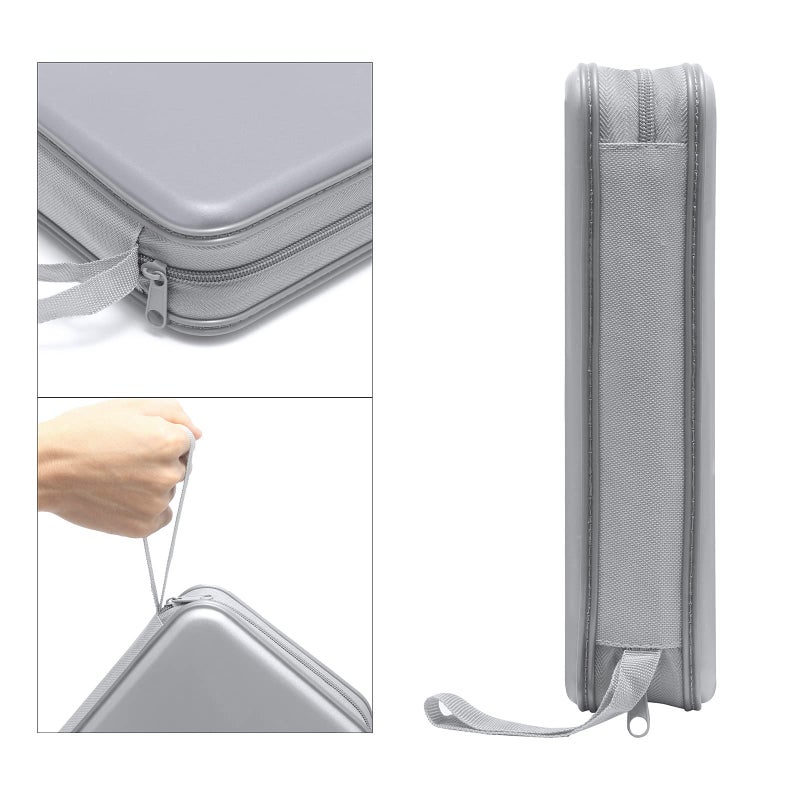 Siveit CD Case Holder, 80 Capacity CD/DVD Case Holders Wallet Hard Plastic CD DVD Disc Cases Storage Binder for Car Home Office Travel (Grey) - Image 3