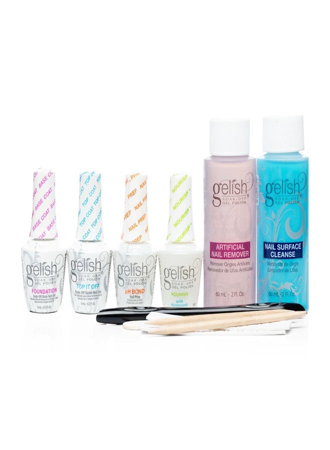 Gelish Mini Complete Basix Kit - All-in-One Gel Starter Kit for Salon-Quality Mani & Pedi, Includes Foundation, pH Bond, Top It Off, Nourish with Hyaluronic Acid for Healthy, Long-Lasting Nails. - Image 1