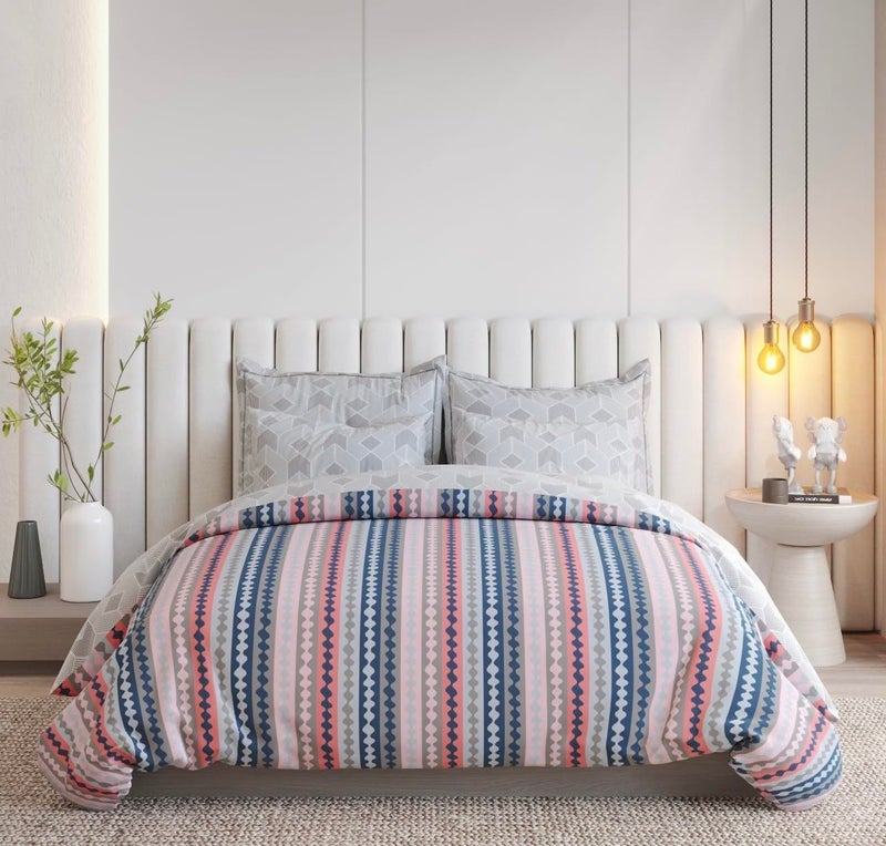 SKYLA Bedsheet for Double Size Bed | 186 TC | Blue & Pink | Printed | 1 Piece Cotton bedsheet for Double Size Bed with 2 Pillow Covers (228 x 254 cm) Perfect for Home Decor & Gifting - Image 1