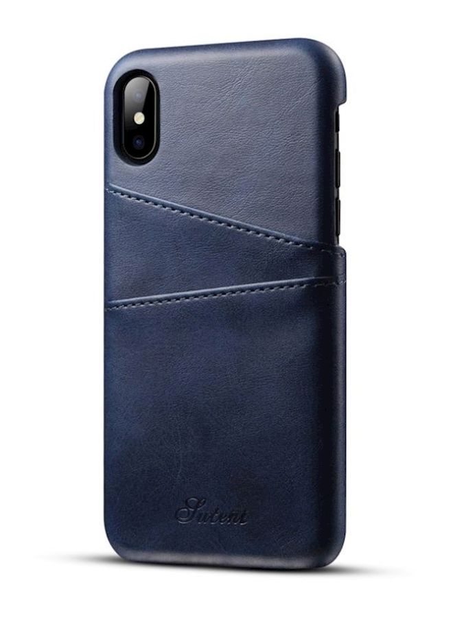 NIBEMINENT Leather Wallet Phone Case For Apple iPhone X Blue - Image 1