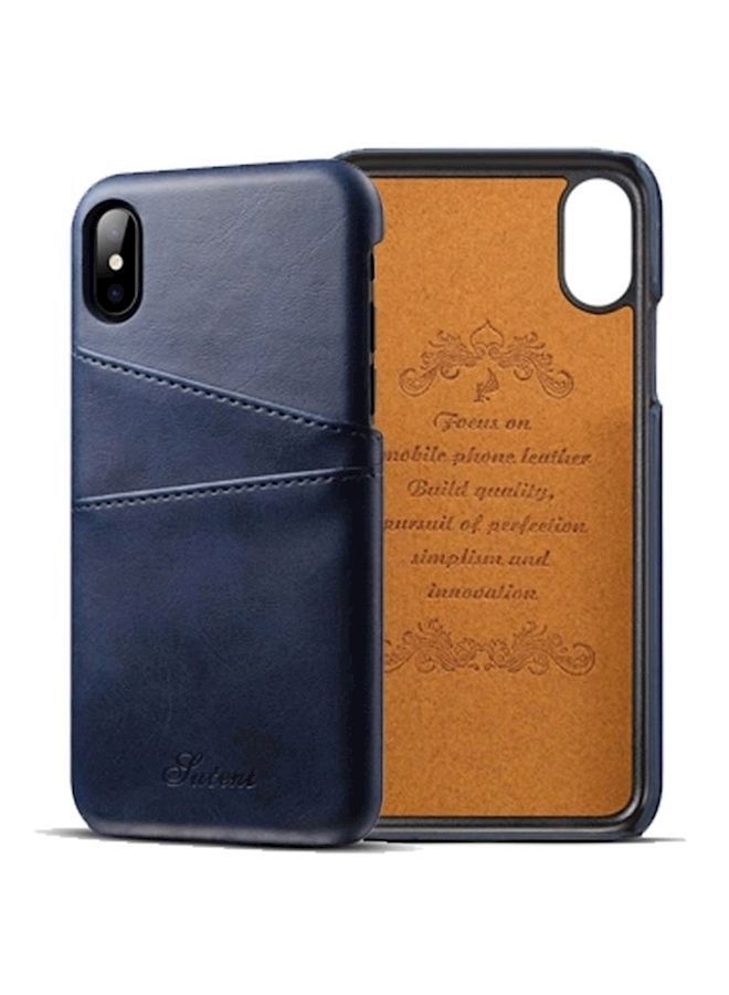 NIBEMINENT Leather Wallet Phone Case For Apple iPhone X Blue - Image 2