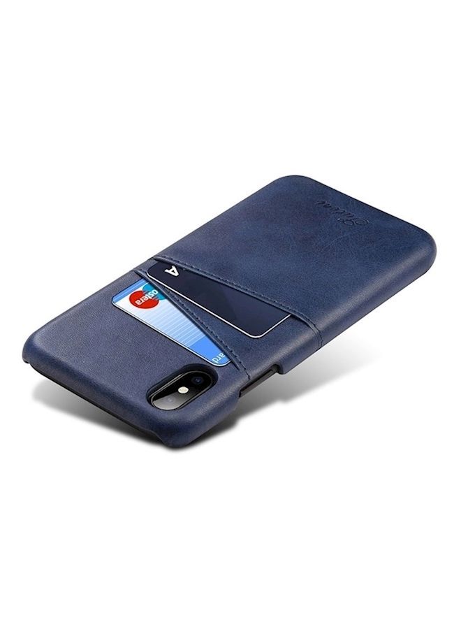 NIBEMINENT Leather Wallet Phone Case For Apple iPhone X Blue - Image 3