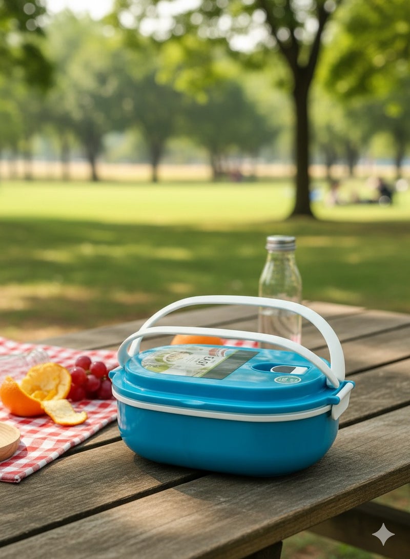 Toshionics Lunch Box with Single Compartment and Handle, Microwave Safe, Leakproof, BPA-Free, Compact Food Storage for Office, School, Gym, and Travel – 1.05L, 20x14x7 cm - Image 1