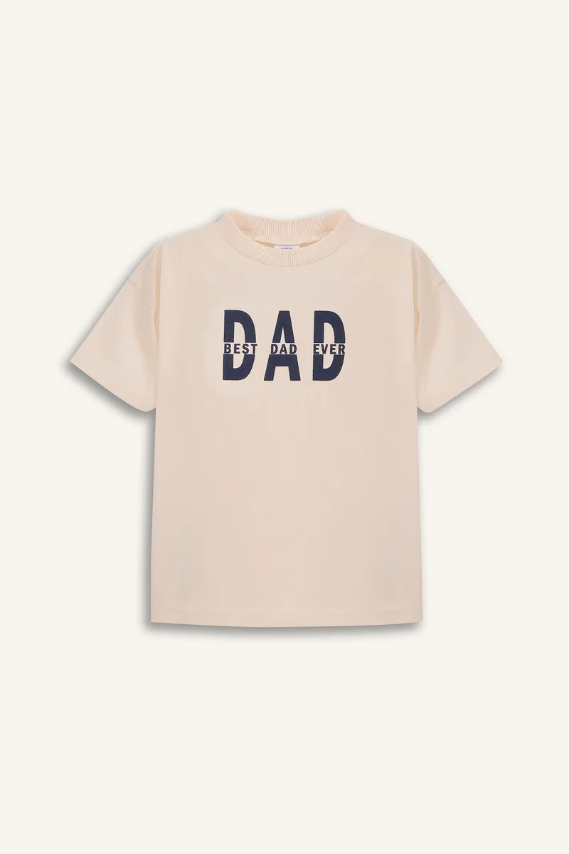 Defacto Baby Boy Dad Printed Crew Neck Short Sleeve T-Shirt