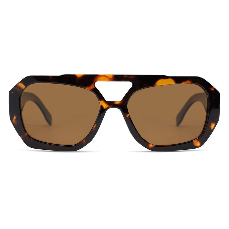 SOJOS Trendy Aviator Sunglasses for Womens Mens Polarized,Hexagonal Square Shades Double Bridge Designer Inspired UV400 Sun Glasses SJ2288 - Image 3