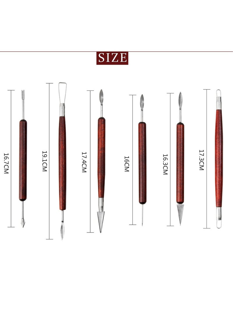 KASTWAVE - 9Pcs Pottery Clay Sculpting Tools Polymer Clay Tools, Wood Carving Tools Pottery Clay Modelling Tools Double-Ended for Sculpture Modelling Clay Polymer Ceramic Embossing - Image 1