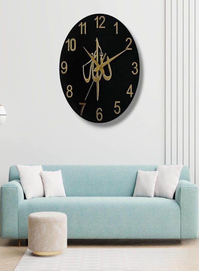 Arabs Islamic Wooden Wall Clock with Allah Calligraphy - Elegant Home Decor for Living Room, Office, and Bedroom (30cm) - Image 5