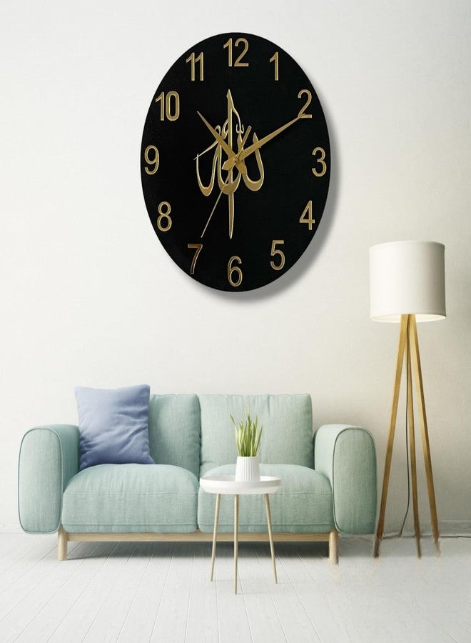 Arabs Islamic Wooden Wall Clock with Allah Calligraphy - Elegant Home Decor for Living Room, Office, and Bedroom (30cm) - Image 4