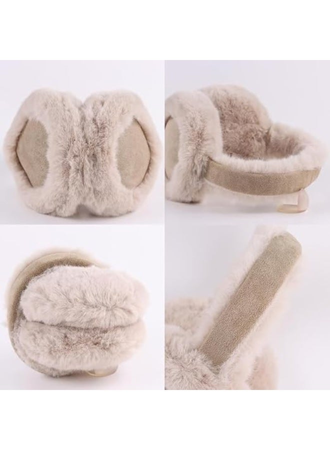 Winter Women Earmuff Foldable Ear Warmer Fluffy Ear Cover Warm Outdoor, One Size - Image 2