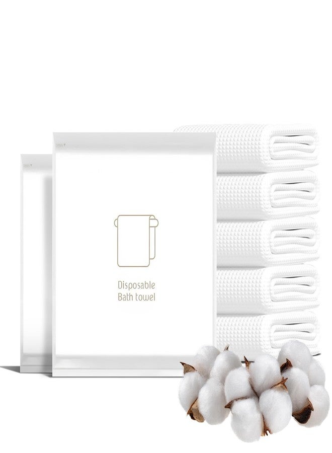 THMINS 5 Pack Disposable Bath Towels,27.56''x55.12''Shower Towels,Large Disposable Towels Body,5 Individual Packing for Travel Hotel,Softand Absorbent, White - Image 1