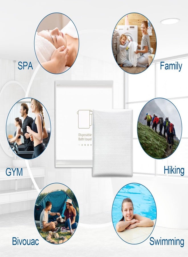 THMINS 5 Pack Disposable Bath Towels,27.56''x55.12''Shower Towels,Large Disposable Towels Body,5 Individual Packing for Travel Hotel,Softand Absorbent, White - Image 3