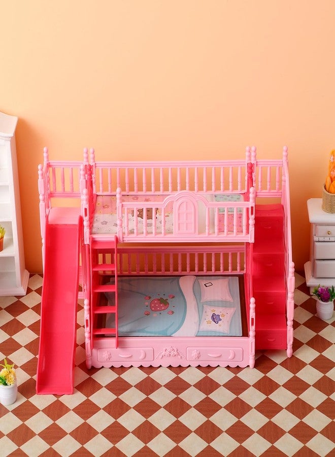 TOYANDONA Doll Bunk Bed Set Doll House Furniture Bunk Bed Ornament Miniatures Mini House Decoration Model Accessory Toy - Image 4