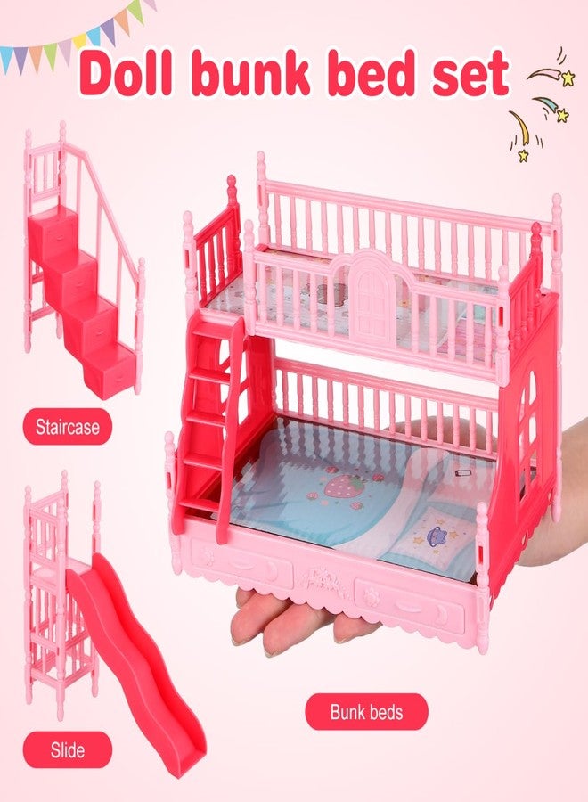 TOYANDONA Doll Bunk Bed Set Doll House Furniture Bunk Bed Ornament Miniatures Mini House Decoration Model Accessory Toy - Image 3
