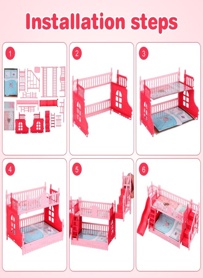 TOYANDONA Doll Bunk Bed Set Doll House Furniture Bunk Bed Ornament Miniatures Mini House Decoration Model Accessory Toy - Image 5