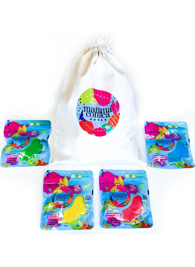Mammacomica Dough - Bag Gift 4-Piece Natural Play Dough - Refill Package 4*130GR - Image 1