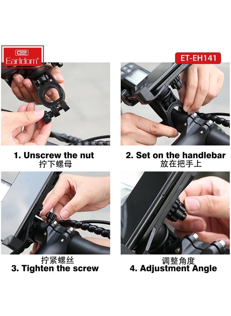 ELTRAZONE "Universal Adjustable Mobile Phone Holder for Bicycle and Motorcycle – Handlebar Mount for Secure and Convenient Device Access" - Image 4