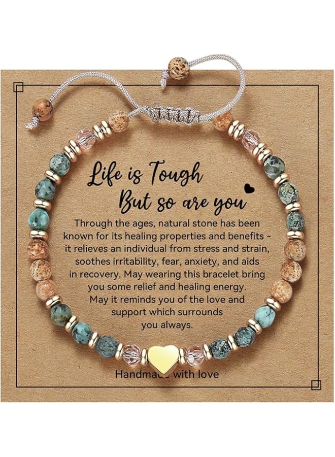 Inspirational Gifts for Women, Natural Stone Healing Bracelets for Birthday, Thinking of You and Get Well Soon Gifts for Friend or Sister - Image 1