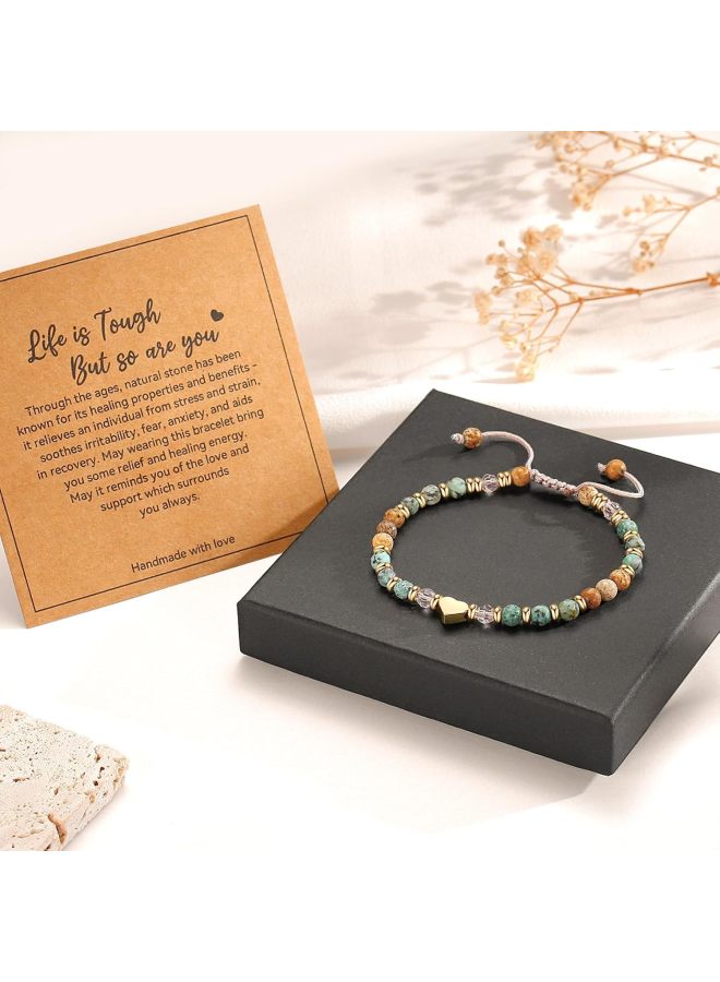 Inspirational Gifts for Women, Natural Stone Healing Bracelets for Birthday, Thinking of You and Get Well Soon Gifts for Friend or Sister - Image 3